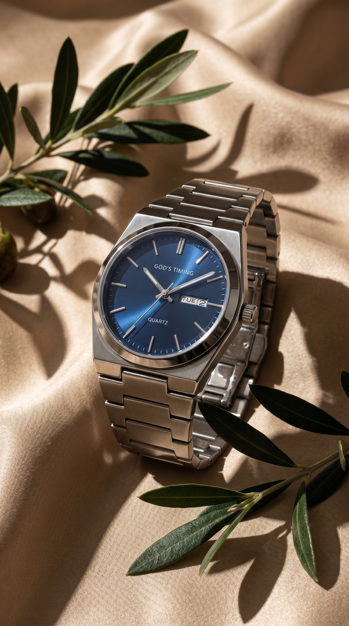 Ark blue watch styled on wrist